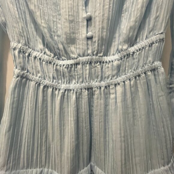 Light Blue Maje Crinkle-effect voile dress with ruffles - Picture 4 of 10